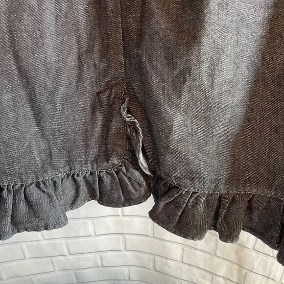 Anthro Leifsdottir Indigo Denim Ruffle Skirt Sz 6 - Picture 7 of 9